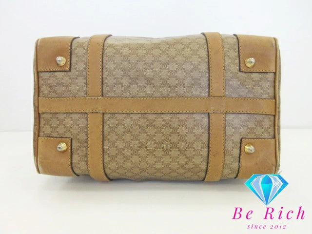 セリーヌ CELINE マカダム ミニ ボストンバッグ M05 ハンドバッグ ブラウン 茶 ブラゾン ロゴ 手提げ 旅行 鞄 【中古】【送料無料】 bk8395