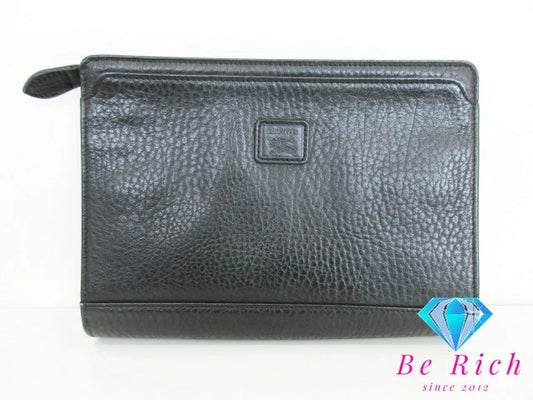 バーバリー BURBERRY クラッチバッグ セカンドバッグ 黒 ブラック レザー【中古】【送料無料】 bk8430