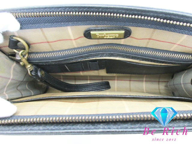 バーバリー BURBERRY クラッチバッグ セカンドバッグ 黒 ブラック レザー【中古】【送料無料】 bk8430