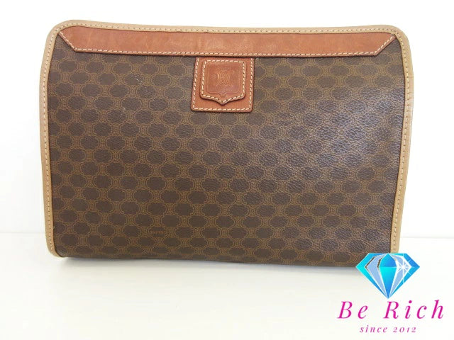 セリーヌ CELINE クラッチバッグ セカンドバッグ マカダム 茶 ブラウン PVC レザー 【中古】【送料無料】 bk8434