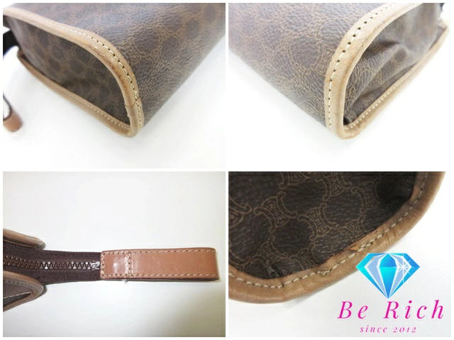 セリーヌ CELINE クラッチバッグ セカンドバッグ マカダム 茶 ブラウン PVC レザー 【中古】【送料無料】 bk8434