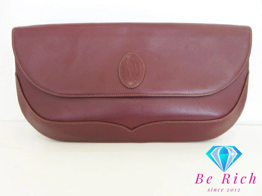 カルティエ Cartier セカンドバッグ クラッチバッグ マスト ライン ボルドー レザー ロゴ ポーチ ハンドバッグ 手持ち 鞄 【中古】【送料無料】 bk8437