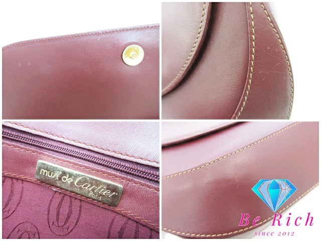 カルティエ Cartier セカンドバッグ クラッチバッグ マスト ライン ボルドー レザー ロゴ ポーチ ハンドバッグ 手持ち 鞄 【中古】【送料無料】 bk8437