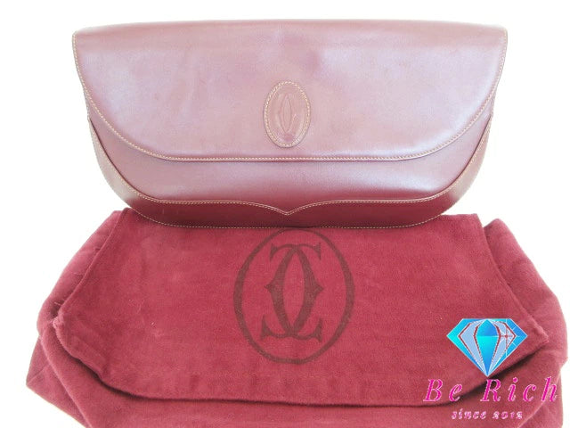 カルティエ Cartier セカンドバッグ クラッチバッグ マスト ライン ボルドー レザー ロゴ ポーチ ハンドバッグ 手持ち 鞄 【中古】【送料無料】 bk8437