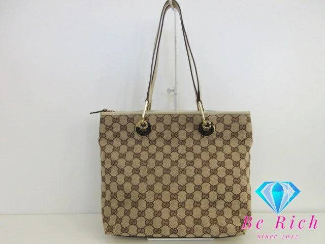 グッチ GUCCI GGキャンバス トートバッグ ベージュ キャンバス レザー ショルダーバッグ【中古】【送料無料】bk8450