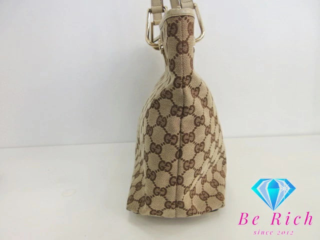グッチ GUCCI GGキャンバス トートバッグ ベージュ キャンバス レザー ショルダーバッグ【中古】【送料無料】bk8450