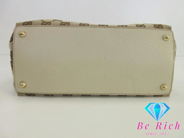 グッチ GUCCI GGキャンバス トートバッグ ベージュ キャンバス レザー ショルダーバッグ【中古】【送料無料】bk8450
