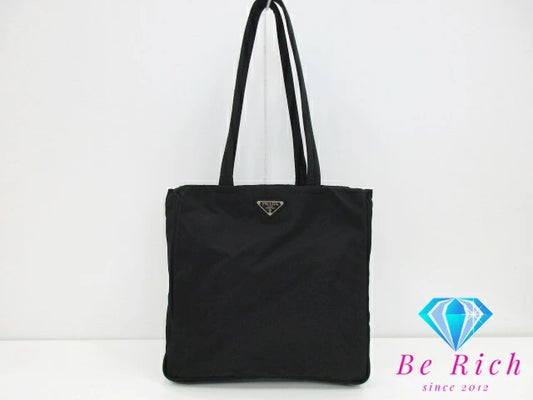 プラダ PRADA トートバッグ ポコノ ブラック 黒 ナイロン ロゴ ハンドバッグ ショルダーバッグ 鞄 手提げ レディース【中古】【送料無料】 bk8477
