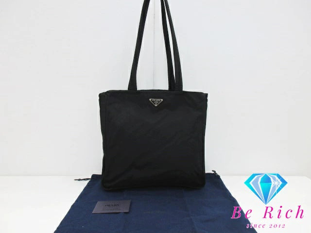 プラダ PRADA トートバッグ ポコノ ブラック 黒 ナイロン ロゴ ハンドバッグ ショルダーバッグ 鞄 手提げ レディース【中古】【送料無料】 bk8477
