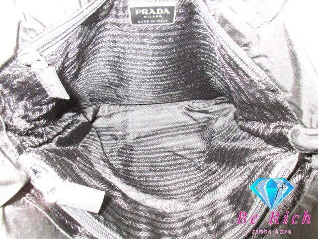 プラダ PRADA トートバッグ ポコノ ブラック 黒 ナイロン ロゴ ハンドバッグ ショルダーバッグ 鞄 手提げ レディース【中古】【送料無料】 bk8477