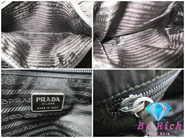 プラダ PRADA トートバッグ ポコノ ブラック 黒 ナイロン ロゴ ハンドバッグ ショルダーバッグ 鞄 手提げ レディース【中古】【送料無料】 bk8477