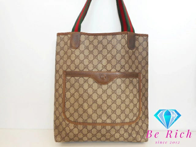 グッチ GUCCI トートバッグ シェリーライン 3902003 GG スプリーム PVC レザー ロゴ キャンバス レザー ベージュ 【中古】【送料無料】 bk8494