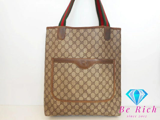 グッチ GUCCI トートバッグ シェリーライン 3902003 GG スプリーム PVC レザー ロゴ キャンバス レザー ベージュ 【中古】【送料無料】 bk8494