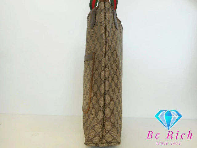 グッチ GUCCI トートバッグ シェリーライン 3902003 GG スプリーム PVC レザー ロゴ キャンバス レザー ベージュ 【中古】【送料無料】 bk8494