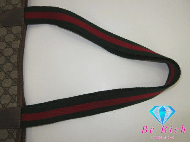 グッチ GUCCI トートバッグ シェリーライン 3902003 GG スプリーム PVC レザー ロゴ キャンバス レザー ベージュ 【中古】【送料無料】 bk8494