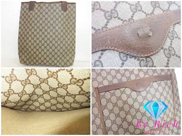 グッチ GUCCI トートバッグ シェリーライン 3902003 GG スプリーム PVC レザー ロゴ キャンバス レザー ベージュ 【中古】【送料無料】 bk8494