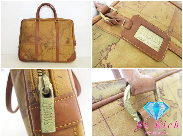 PRIMA CLASSE プリマクラッセ ビジネスブリーフバッグ ジオクラシック ナチュラル キャメル ブラウン  PVC レザー 【中古】【送料無料】 bk8495