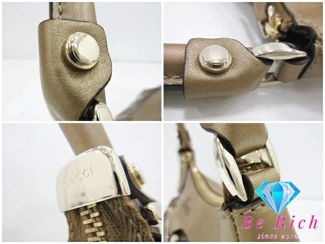 グッチ GUCCI ハンドバッグ トートバッグ 190525 GG クリスタル レザー ビニール ブラウン 茶 ゴールド ロゴ  鞄 手提げ レディース【中古】【送料無料】bk8506