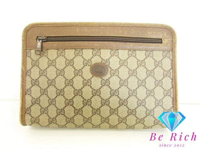 グッチ GUCCI クラッチバッグ 111.01.037  GG スプリーム 茶 ブラウン PVC レザー  セカンドバッグ ビジネスバッグ【中古】【送料無料】 bk8511