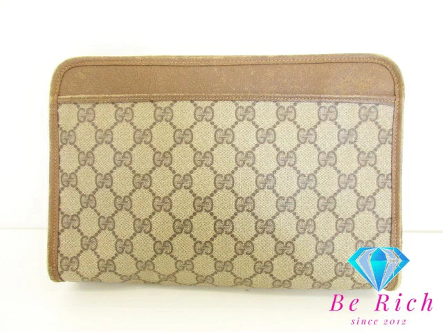 グッチ GUCCI クラッチバッグ 111.01.037  GG スプリーム 茶 ブラウン PVC レザー  セカンドバッグ ビジネスバッグ【中古】【送料無料】 bk8511