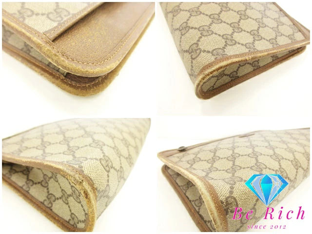 グッチ GUCCI クラッチバッグ 111.01.037  GG スプリーム 茶 ブラウン PVC レザー  セカンドバッグ ビジネスバッグ【中古】【送料無料】 bk8511