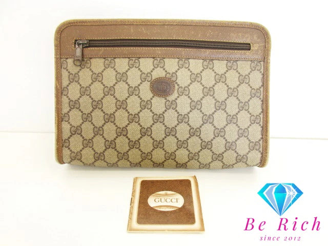 グッチ GUCCI クラッチバッグ 111.01.037  GG スプリーム 茶 ブラウン PVC レザー  セカンドバッグ ビジネスバッグ【中古】【送料無料】 bk8511