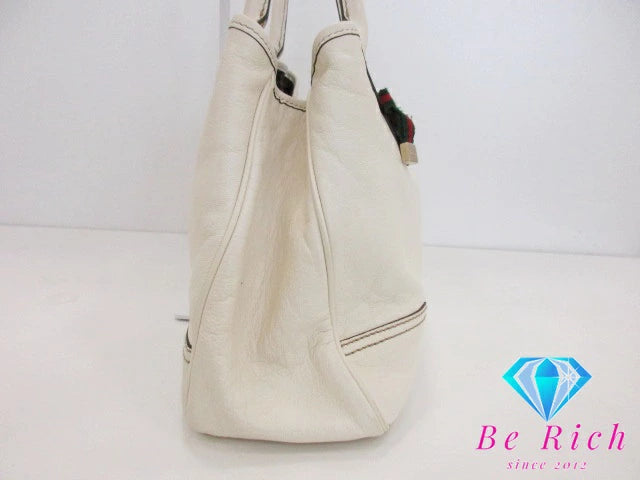 グッチ GUCCI レディース トートバッグ 163805 シェリー レザー ホワイト 白 リボン ロゴ  鞄 手提げ ハンドバッグ 【中古】【送料無料】bk8519