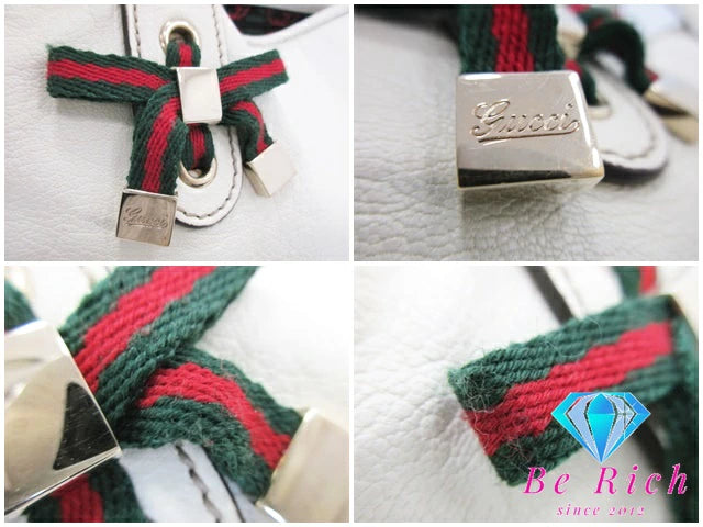 グッチ GUCCI レディース トートバッグ 163805 シェリー レザー ホワイト 白 リボン ロゴ  鞄 手提げ ハンドバッグ 【中古】【送料無料】bk8519