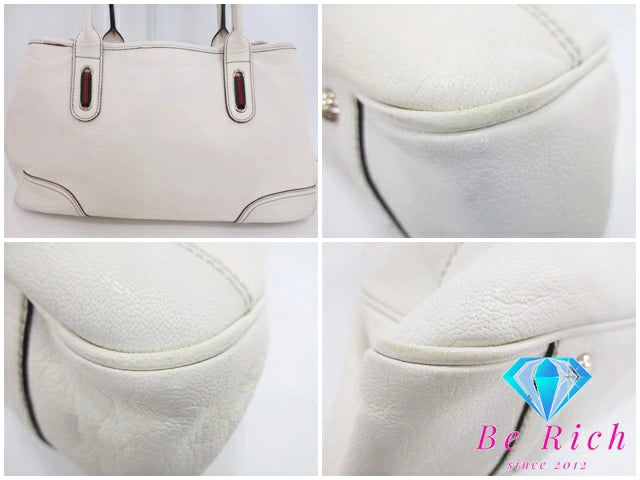 グッチ GUCCI レディース トートバッグ 163805 シェリー レザー ホワイト 白 リボン ロゴ  鞄 手提げ ハンドバッグ 【中古】【送料無料】bk8519