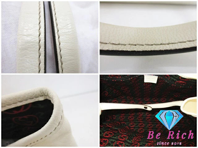 グッチ GUCCI レディース トートバッグ 163805 シェリー レザー ホワイト 白 リボン ロゴ  鞄 手提げ ハンドバッグ 【中古】【送料無料】bk8519