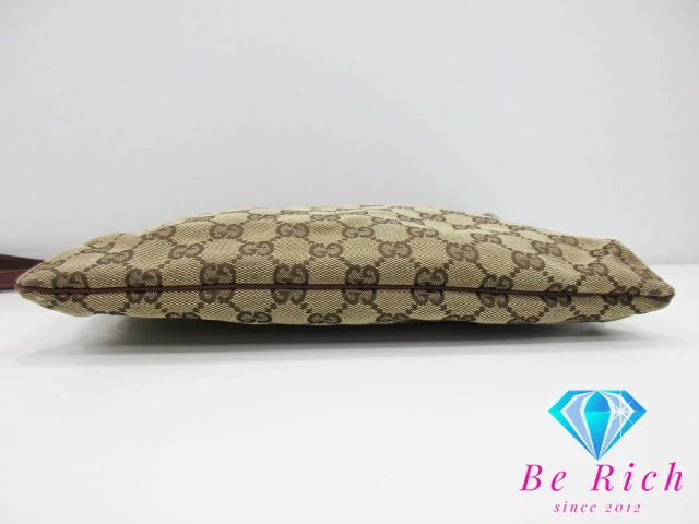 グッチ GUCCI GGキャンバス ショルダーバッグ 113013 レザー 茶 ブラウン ボルドー 手提げ レディース トートバッグ【中古】【送料無料】bk8529