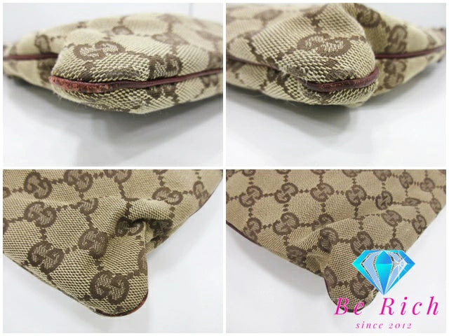 グッチ GUCCI GGキャンバス ショルダーバッグ 113013 レザー 茶 ブラウン ボルドー 手提げ レディース トートバッグ【中古】【送料無料】bk8529