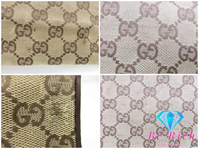 グッチ GUCCI GGキャンバス ショルダーバッグ 113013 レザー 茶 ブラウン ボルドー 手提げ レディース トートバッグ【中古】【送料無料】bk8529