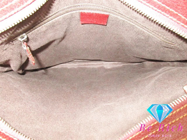 グッチ GUCCI GGキャンバス ショルダーバッグ 113013 レザー 茶 ブラウン ボルドー 手提げ レディース トートバッグ【中古】【送料無料】bk8529
