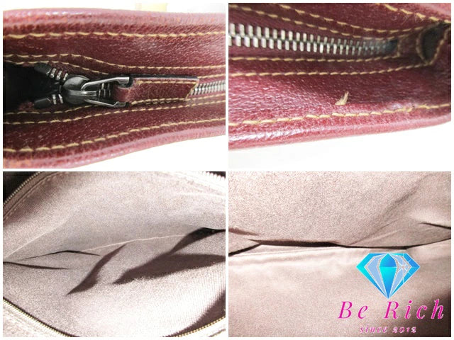 グッチ GUCCI GGキャンバス ショルダーバッグ 113013 レザー 茶 ブラウン ボルドー 手提げ レディース トートバッグ【中古】【送料無料】bk8529