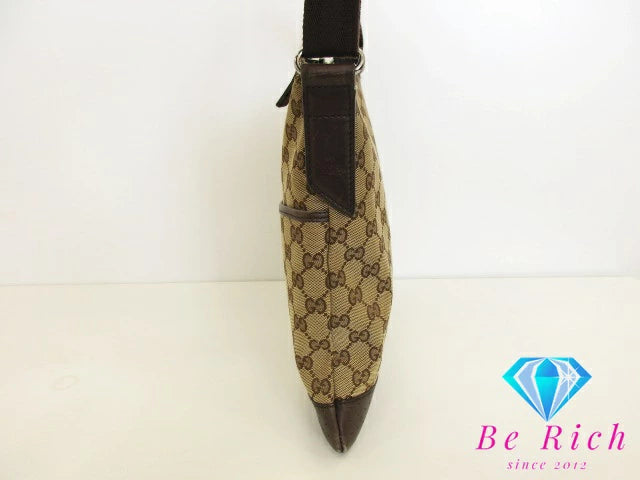グッチ GUCCI GGキャンバス ショルダーバッグ 145857 レザー 茶 ブラウン ベージュ 手提げ レディース トートバッグ【中古】【送料無料】bk8537