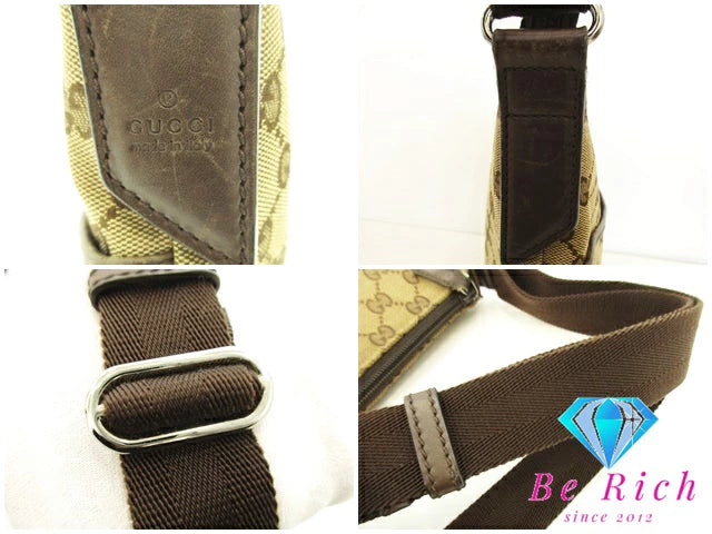 グッチ GUCCI GGキャンバス ショルダーバッグ 145857 レザー 茶 ブラウン ベージュ 手提げ レディース トートバッグ【中古】【送料無料】bk8537