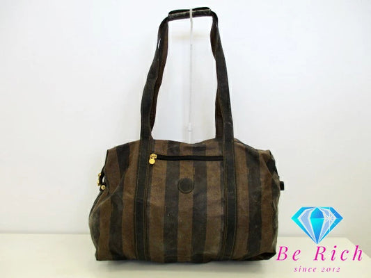 フェンディ トートバッグ ペカン ブラック 黒 ブラウン 茶 ナイロン レザー ハンドバッグ ショルダーバッグ FENDI 【中古】【送料無料】 bk8545