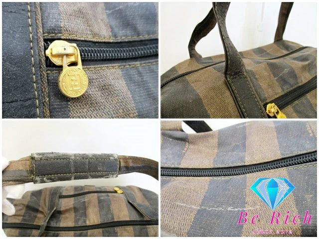 フェンディ トートバッグ ペカン ブラック 黒 ブラウン 茶 ナイロン レザー ハンドバッグ ショルダーバッグ FENDI 【中古】【送料無料】 bk8545