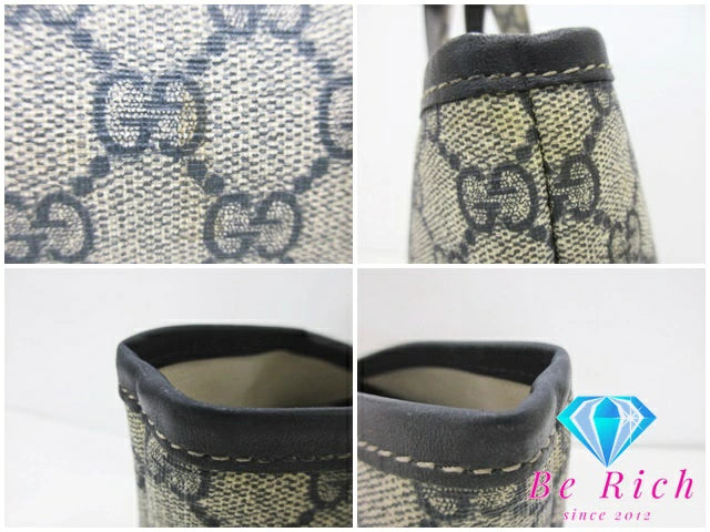 グッチ GUCCI GGプラス トートバッグ ライトベージュ ネイビー GG スプリーム レザー ショルダーバッグ レディース 手提げ 紺 ハンドバッグ【中古】【送料無料】bk8549