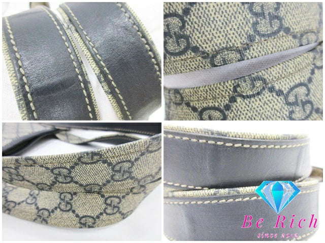 グッチ GUCCI GGプラス トートバッグ ライトベージュ ネイビー GG スプリーム レザー ショルダーバッグ レディース 手提げ 紺 ハンドバッグ【中古】【送料無料】bk8549