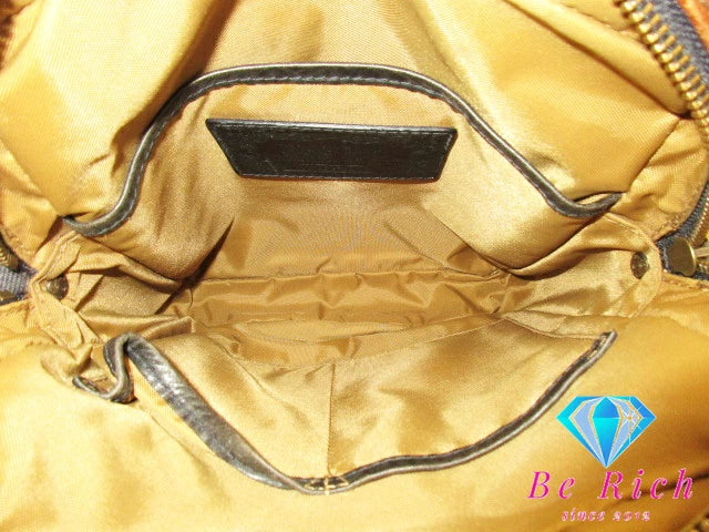 ハンティングワールド HUNTING WORLD ショルダーバッグ ブラウン ネイビー 紺 バチュークロス ナイロン レザー ロゴ クロスボディ 斜め掛け 鞄 【中古】【送料無料】 bk8551