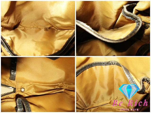 ハンティングワールド HUNTING WORLD ショルダーバッグ ブラウン ネイビー 紺 バチュークロス ナイロン レザー ロゴ クロスボディ 斜め掛け 鞄 【中古】【送料無料】 bk8551