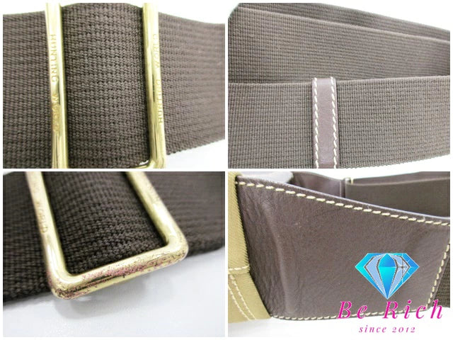 ハンティングワールド HUNTING WORLD ショルダーバッグ カーキ ブラウン キャンバス レザー ロゴ 斜め掛け 鞄  【中古】【送料無料】 bk8552