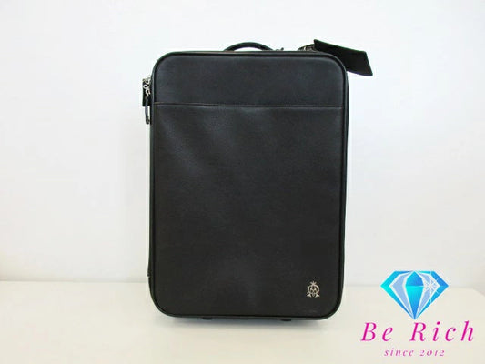 ダンヒル dunhill キャリーケース スーツケース 黒 ブラック レザー  ロゴ キャリーバッグ トラベルバッグ ビジネス 旅行 鞄 ボードン 【中古】【送料無料】 bk8553