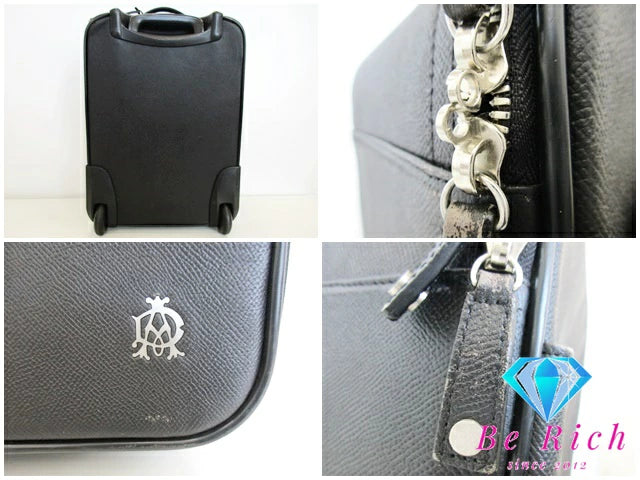 ダンヒル dunhill キャリーケース スーツケース 黒 ブラック レザー  ロゴ キャリーバッグ トラベルバッグ ビジネス 旅行 鞄 ボードン 【中古】【送料無料】 bk8553