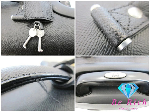 ダンヒル dunhill キャリーケース スーツケース 黒 ブラック レザー  ロゴ キャリーバッグ トラベルバッグ ビジネス 旅行 鞄 ボードン 【中古】【送料無料】 bk8553