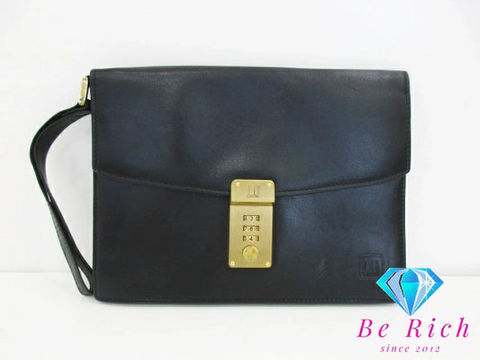 ダンヒル dunhill セカンドバッグ ダイヤルロック式 ブラック 黒 レザー ロゴ クラッチバッグ ポーチ ハンドバッグ 手持ち 鞄 メンズ【中古】【送料無料】bk8564