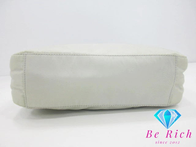 プラダ PRADA ハンドバック  ポコノ ベージュ ナイロン レザー プレート ロゴ  レディース 手提げ【中古】【送料無料】bk8565