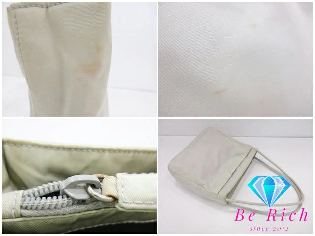 プラダ PRADA ハンドバック  ポコノ ベージュ ナイロン レザー プレート ロゴ  レディース 手提げ【中古】【送料無料】bk8565